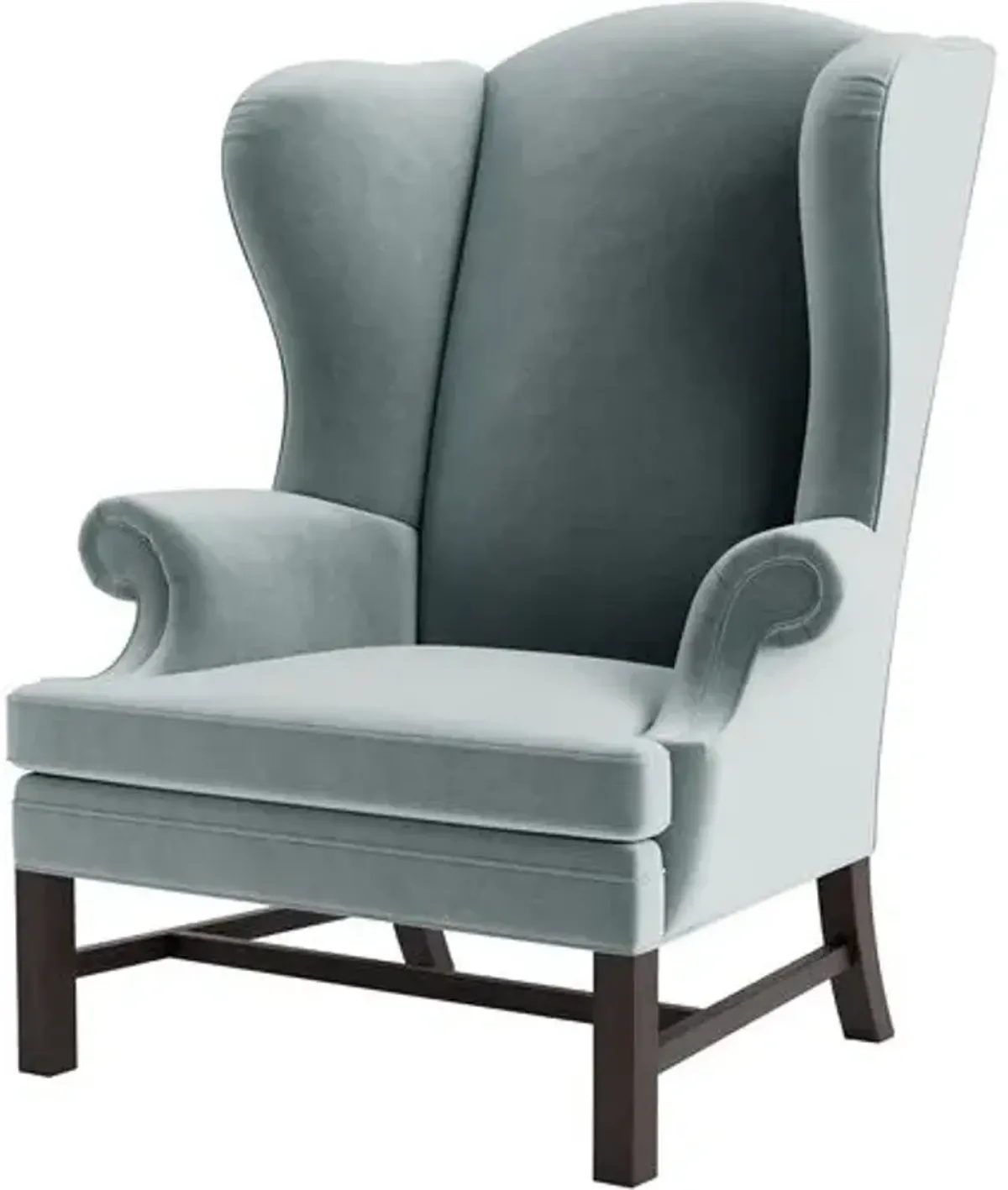 Marth Stewart Dearborne Wingback Chair - Perry Street Velvet - Handcrafted in The USA - Blue - Comfortable, Stylish