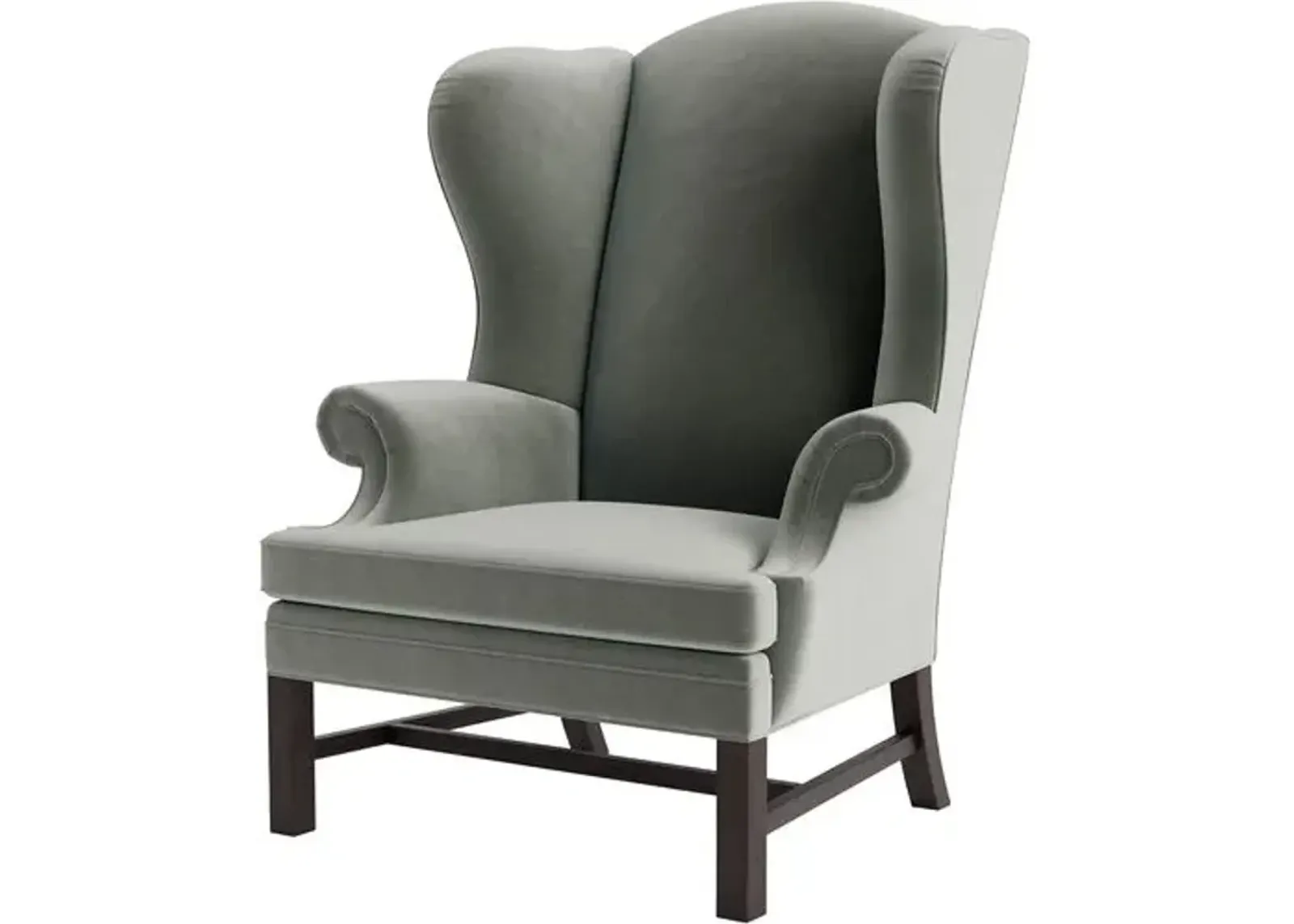 Marth Stewart Dearborne Wingback Chair - Perry Street Velvet - Handcrafted in The USA - Green - Comfortable, Stylish