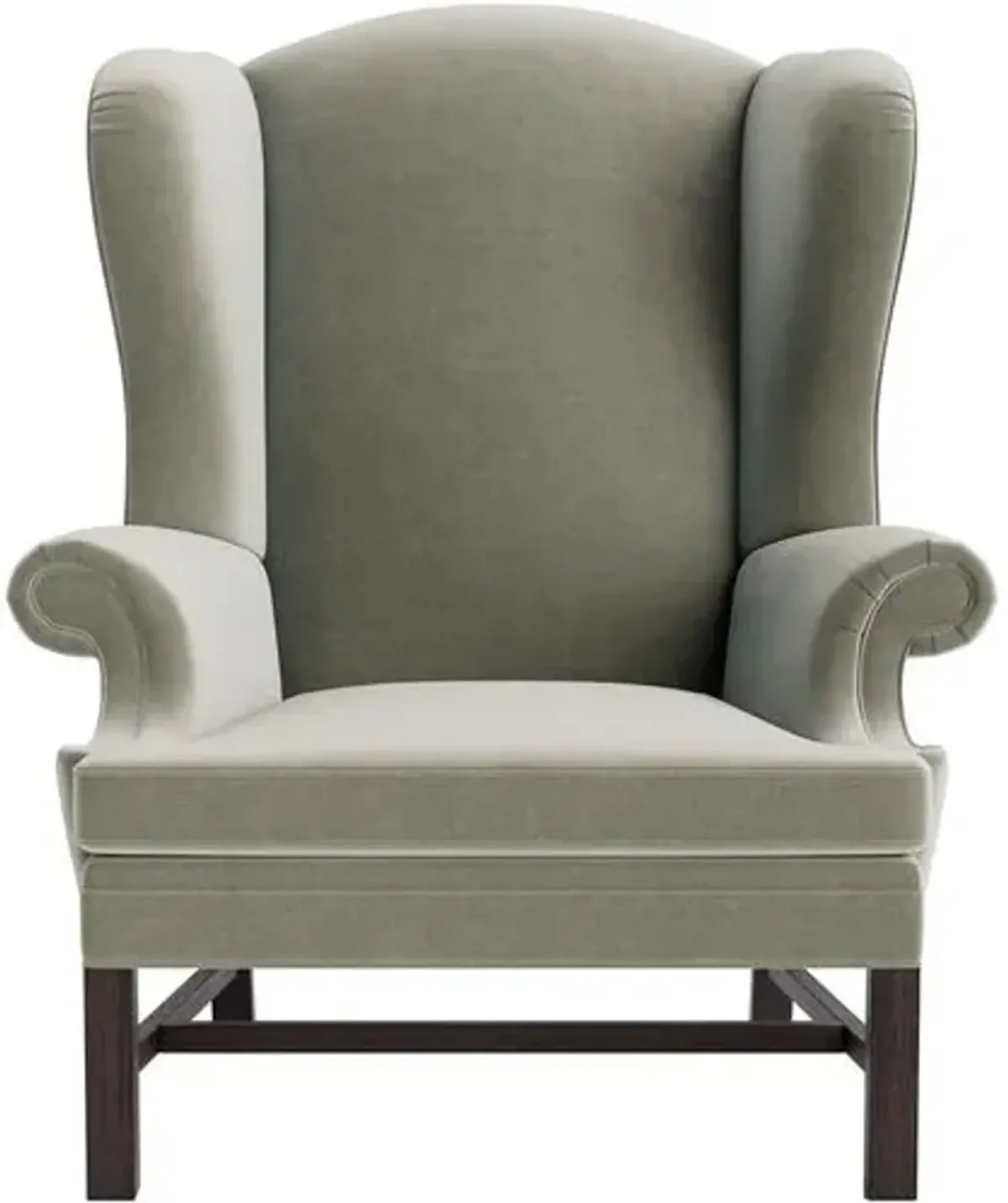 Marth Stewart Dearborne Wingback Chair - Perry Street Velvet - Handcrafted in The USA - Gray - Comfortable, Stylish