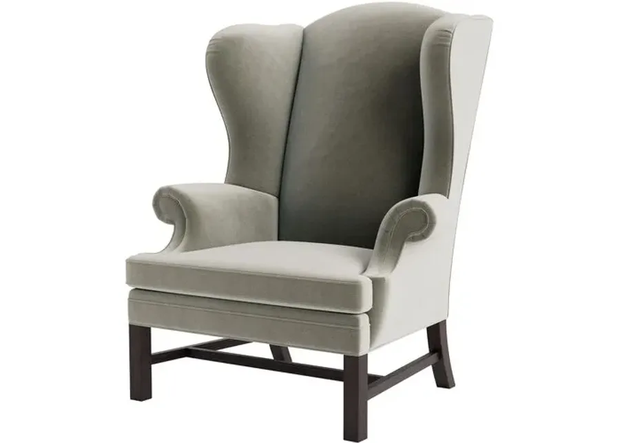 Marth Stewart Dearborne Wingback Chair - Perry Street Velvet - Handcrafted in The USA - Gray - Comfortable, Stylish