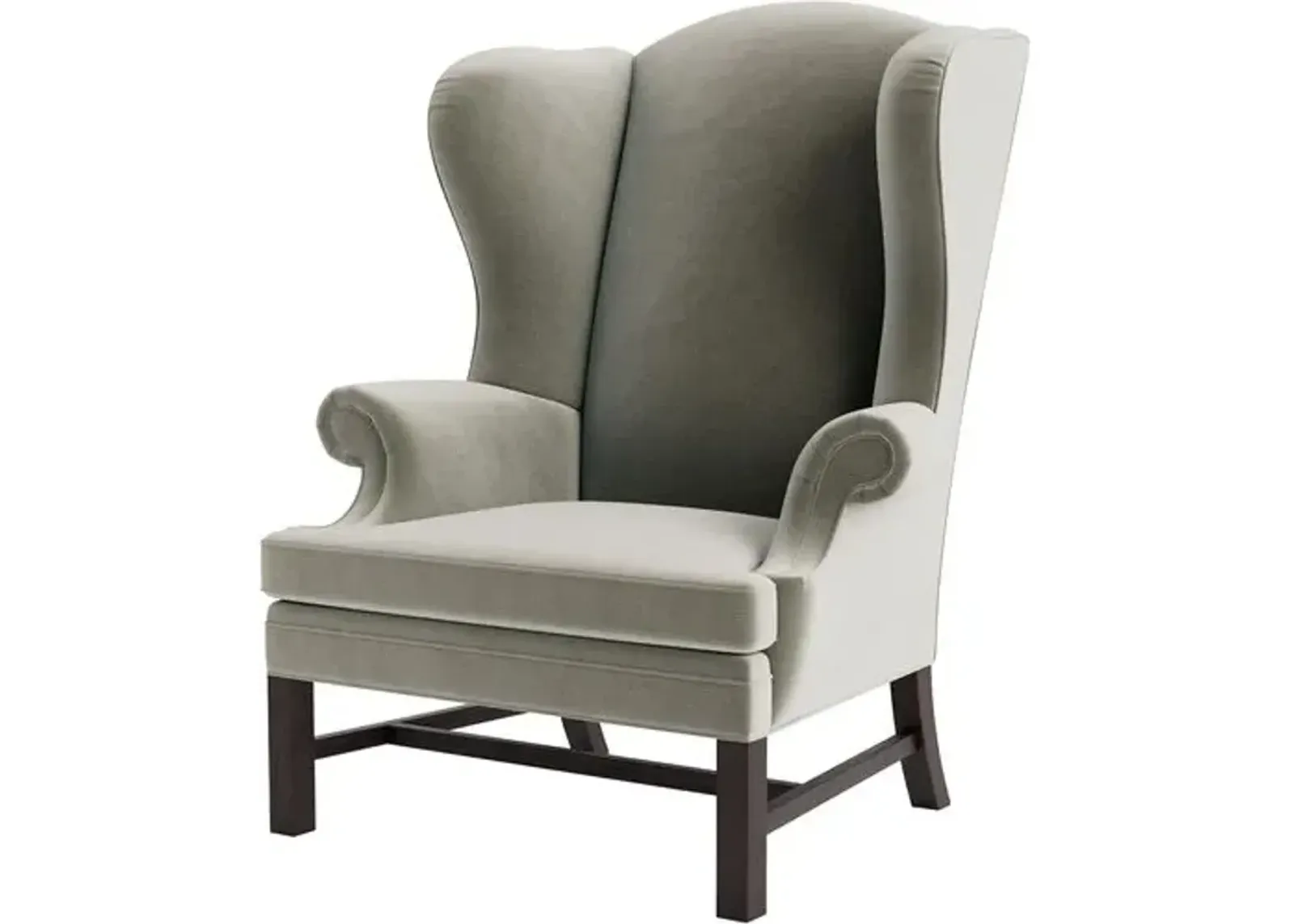 Marth Stewart Dearborne Wingback Chair - Perry Street Velvet - Handcrafted in The USA - Gray - Comfortable, Stylish