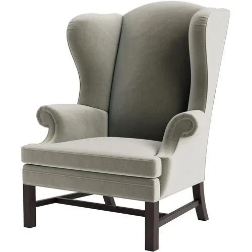 Marth Stewart Dearborne Wingback Chair - Perry Street Velvet - Handcrafted in The USA - Gray - Comfortable, Stylish