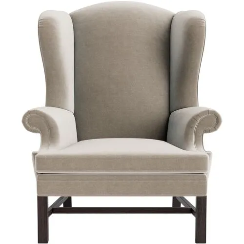 Marth Stewart Dearborne Wingback Chair - Perry Street Velvet - Handcrafted in The USA - Brown - Comfortable, Stylish