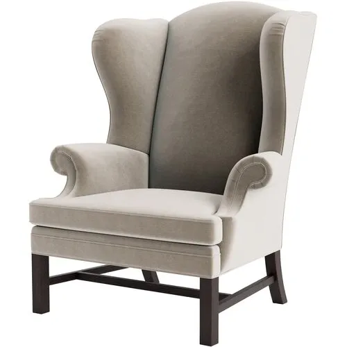 Marth Stewart Dearborne Wingback Chair - Perry Street Velvet - Handcrafted in The USA - Brown - Comfortable, Stylish