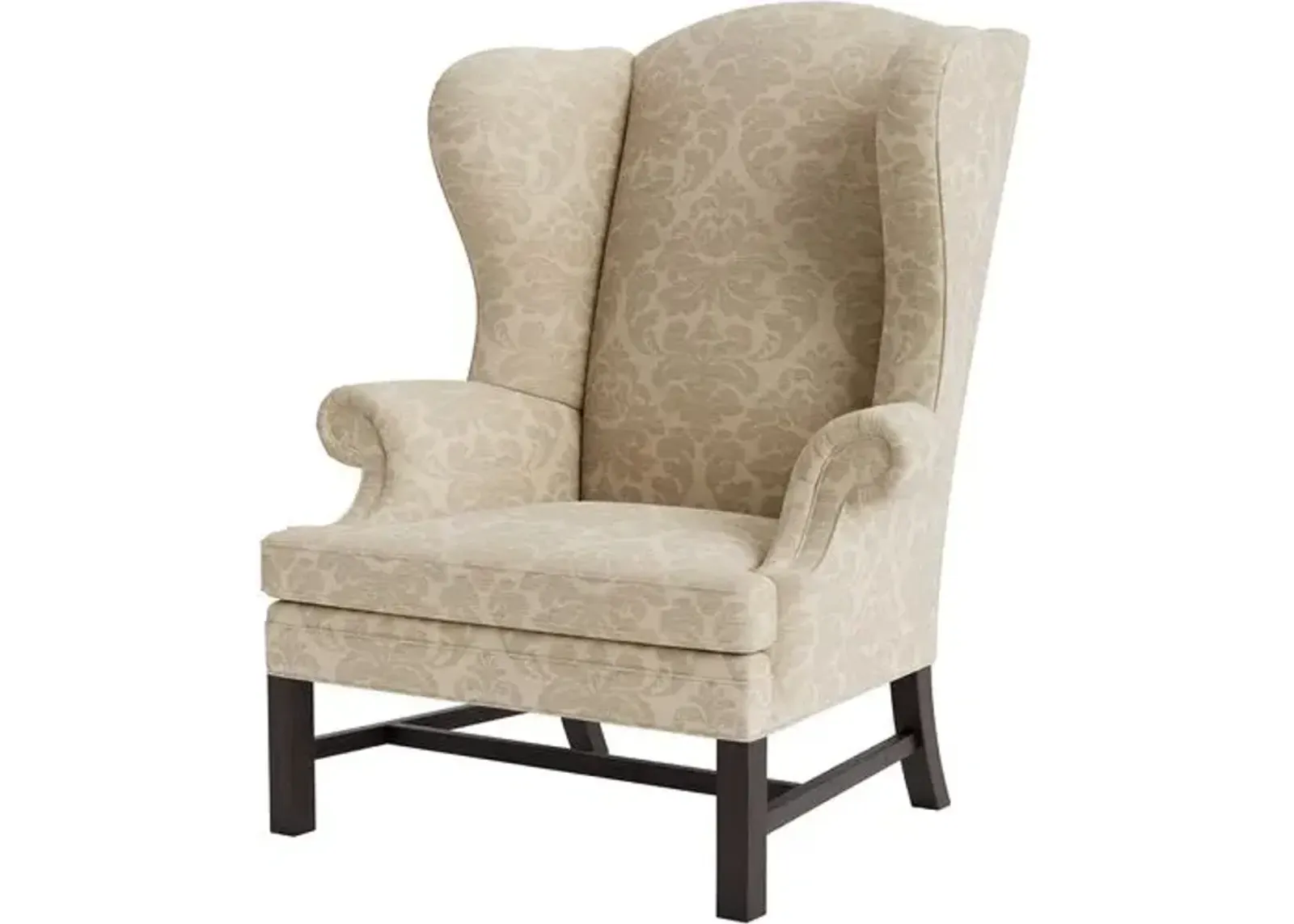 Marth Stewart Dearborne Wingback Chair - Skylands Damask - Handcrafted in The USA - Brown - Comfortable, Stylish