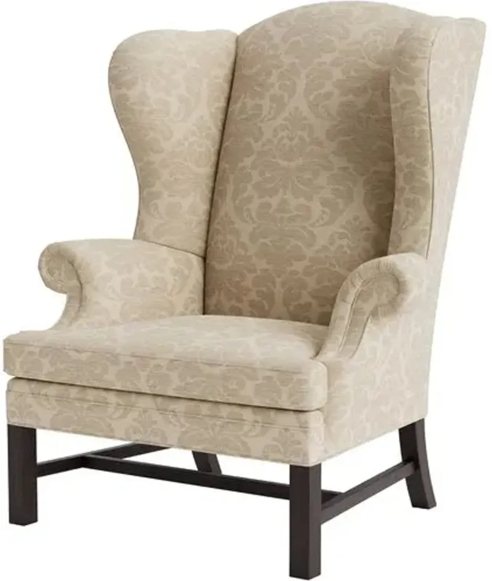 Marth Stewart Dearborne Wingback Chair - Skylands Damask - Handcrafted in The USA - Brown - Comfortable, Stylish