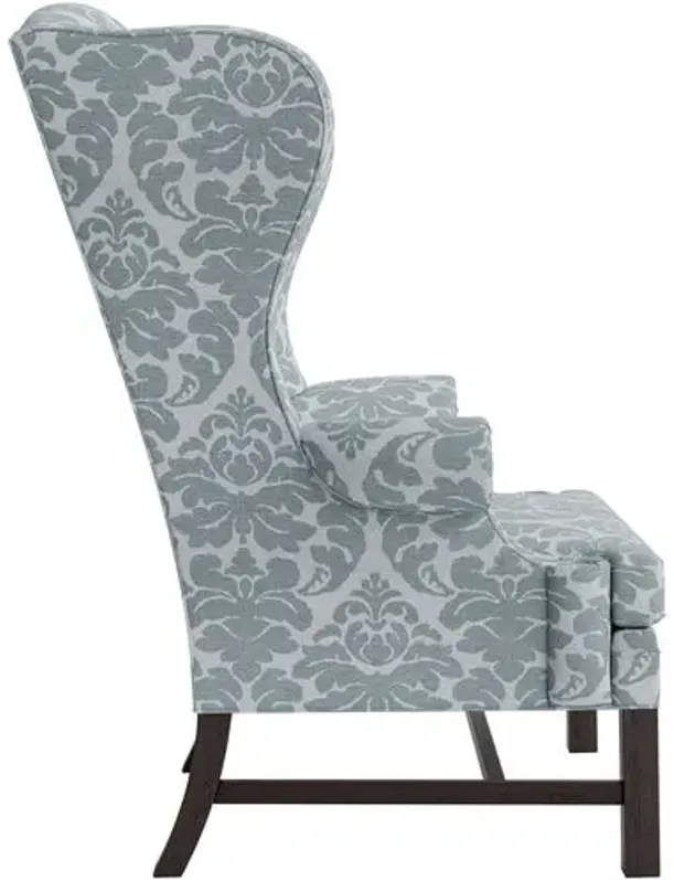 Marth Stewart Dearborne Wingback Chair - Skylands Damask - Handcrafted in The USA - Blue - Comfortable, Stylish