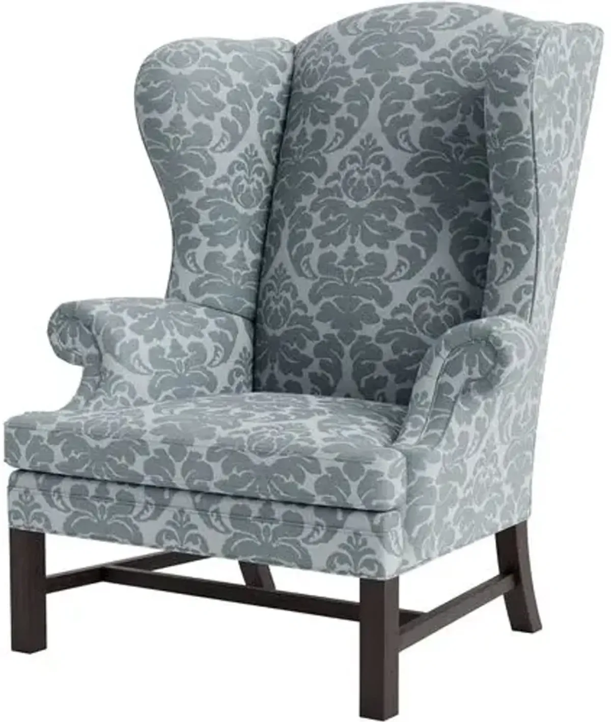 Marth Stewart Dearborne Wingback Chair - Skylands Damask - Handcrafted in The USA - Blue - Comfortable, Stylish