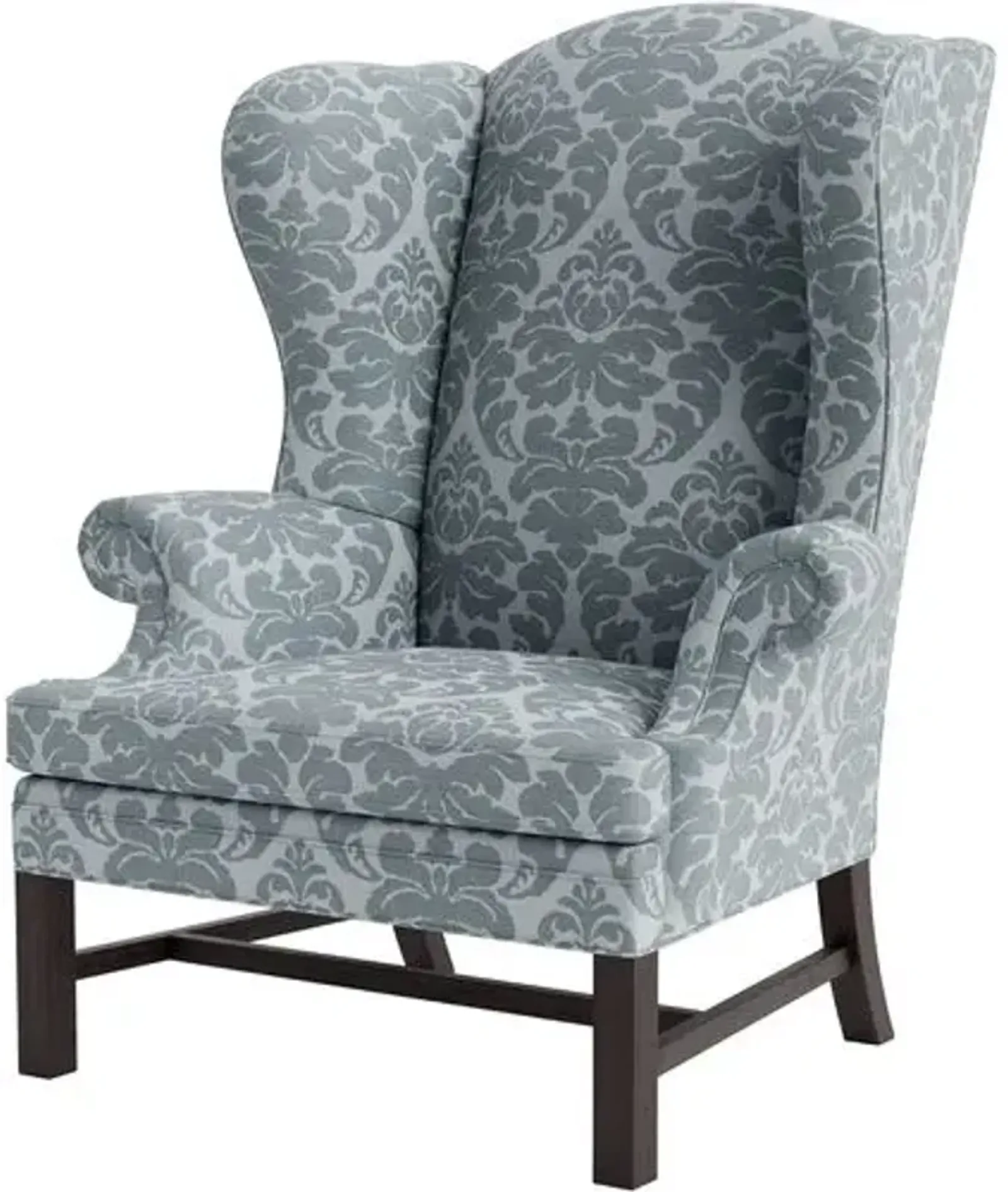 Marth Stewart Dearborne Wingback Chair - Skylands Damask - Handcrafted in The USA - Blue - Comfortable, Stylish