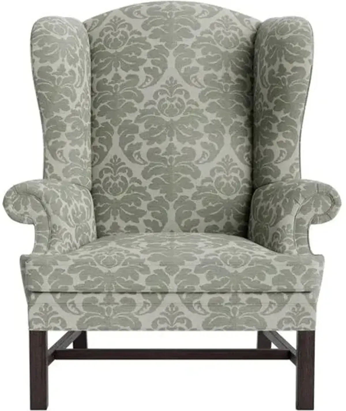 Marth Stewart Dearborne Wingback Chair - Skylands Damask - Handcrafted in The USA - Green - Comfortable, Stylish