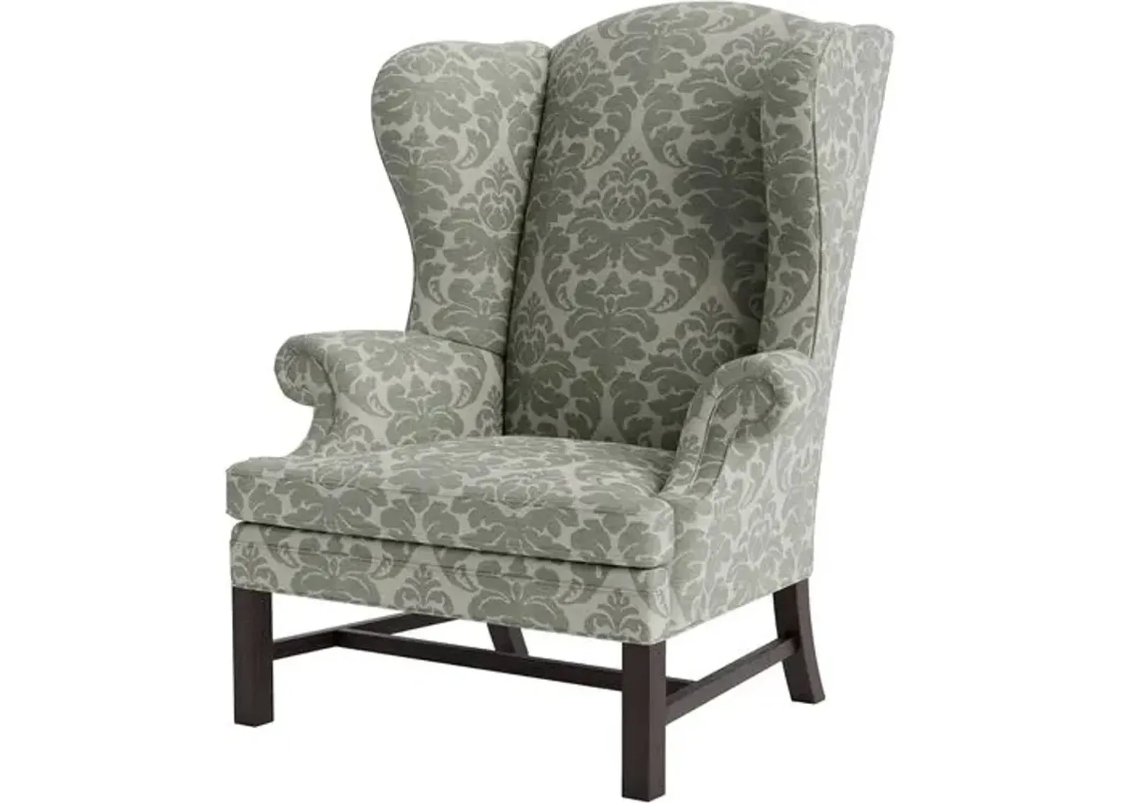 Marth Stewart Dearborne Wingback Chair - Skylands Damask - Handcrafted in The USA - Green - Comfortable, Stylish