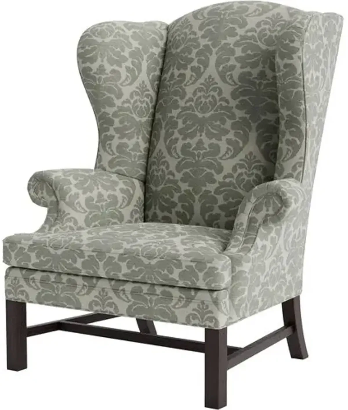 Marth Stewart Dearborne Wingback Chair - Skylands Damask - Handcrafted in The USA - Green - Comfortable, Stylish