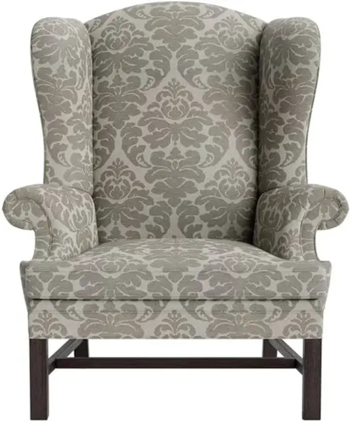 Marth Stewart Dearborne Wingback Chair - Skylands Damask - Handcrafted in The USA - Gray - Comfortable, Stylish