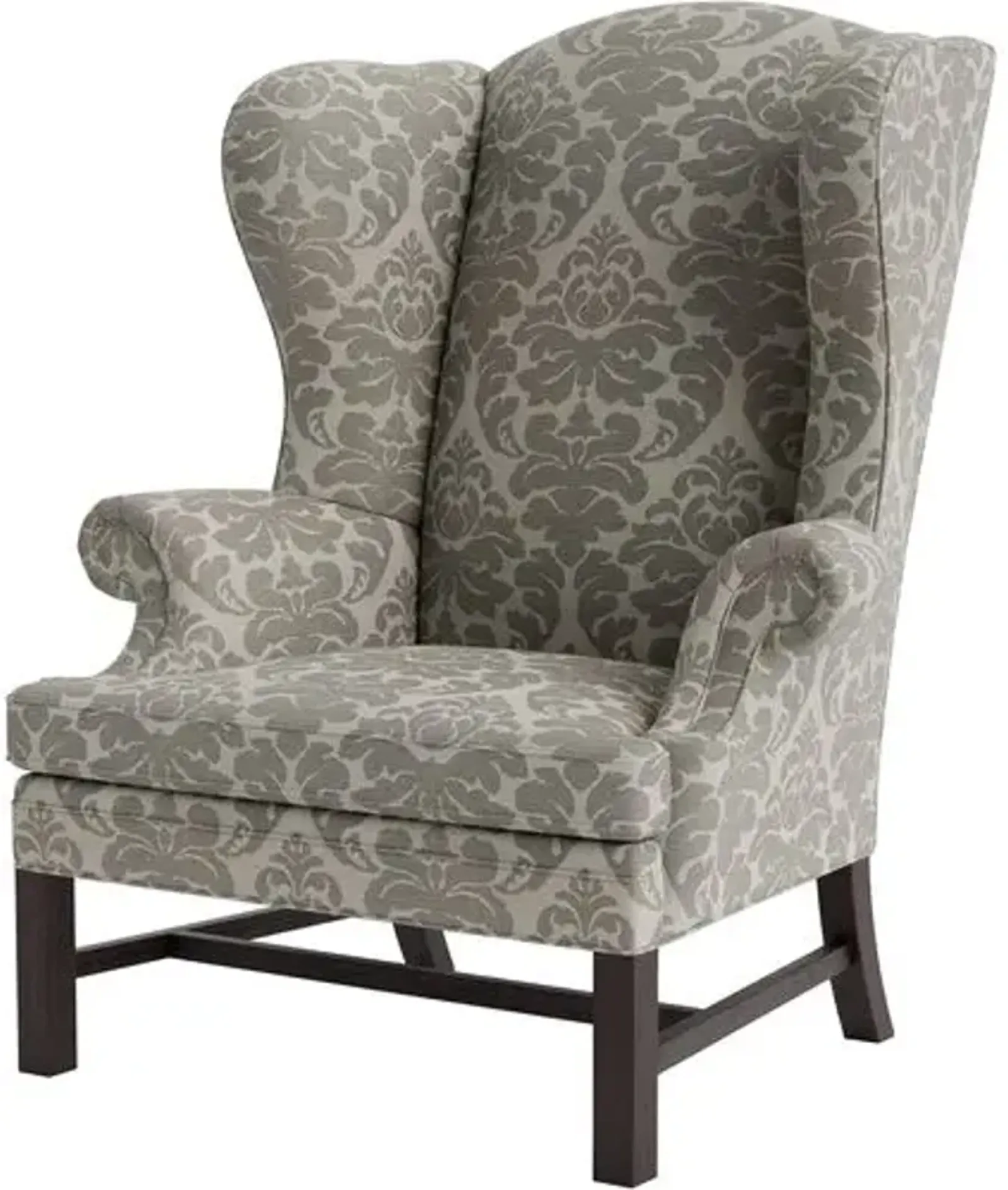 Marth Stewart Dearborne Wingback Chair - Skylands Damask - Handcrafted in The USA - Gray - Comfortable, Stylish