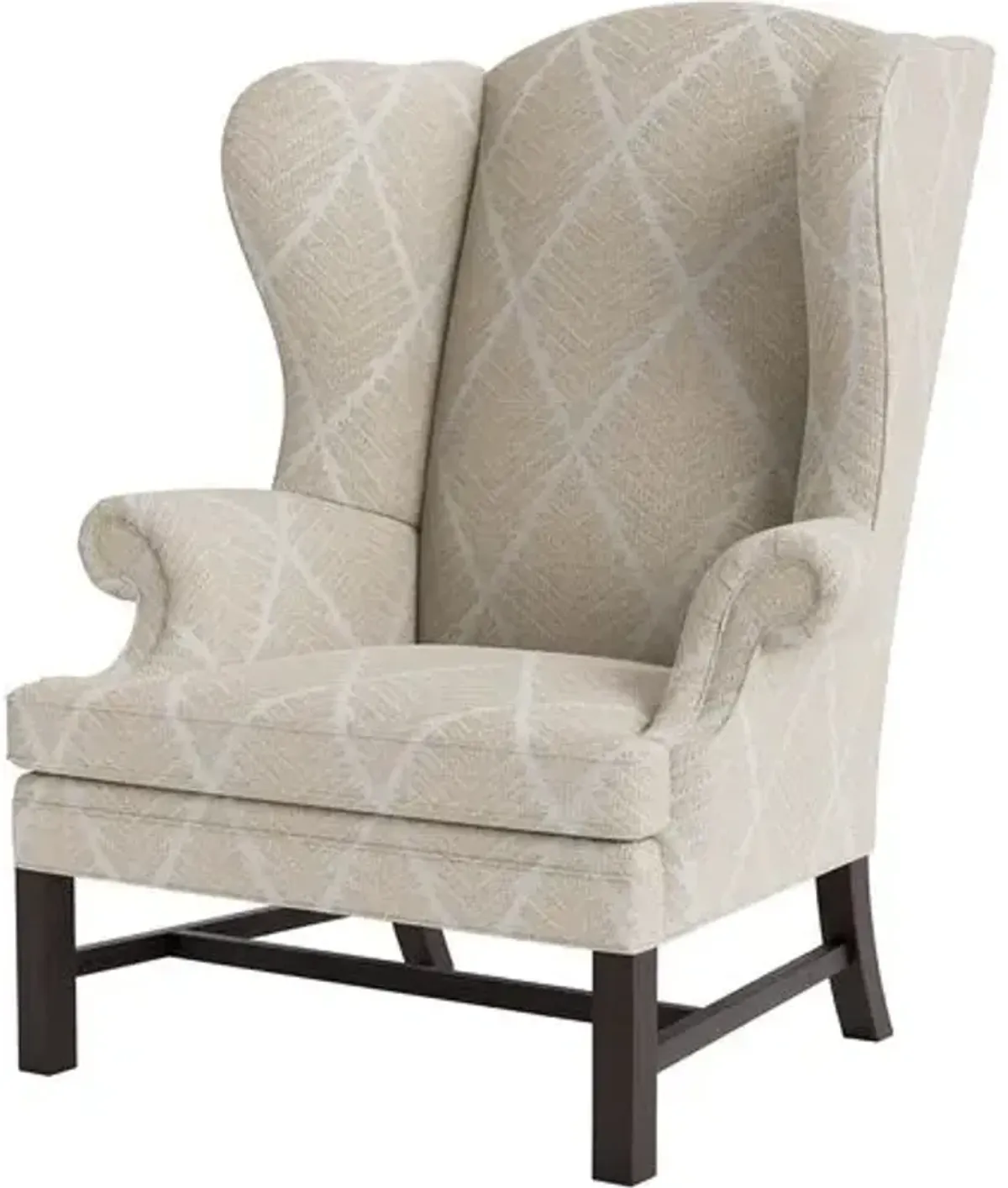 Marth Stewart Dearborne Wingback Chair - Bedford Jacquard - Handcrafted in The USA - Brown - Comfortable, Stylish