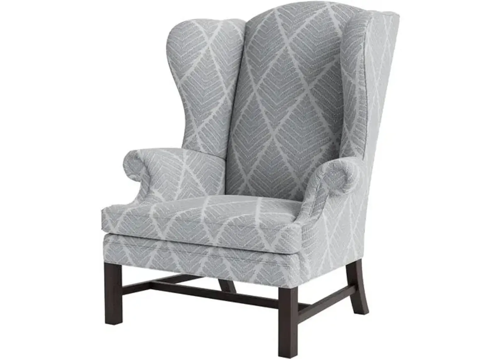 Marth Stewart Dearborne Wingback Chair - Bedford Jacquard - Handcrafted in The USA - Blue - Comfortable, Stylish