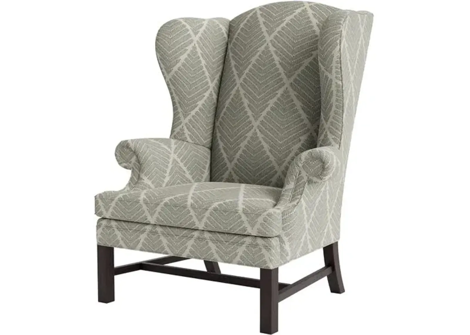 Marth Stewart Dearborne Wingback Chair - Bedford Jacquard - Handcrafted in The USA - Green - Comfortable, Stylish