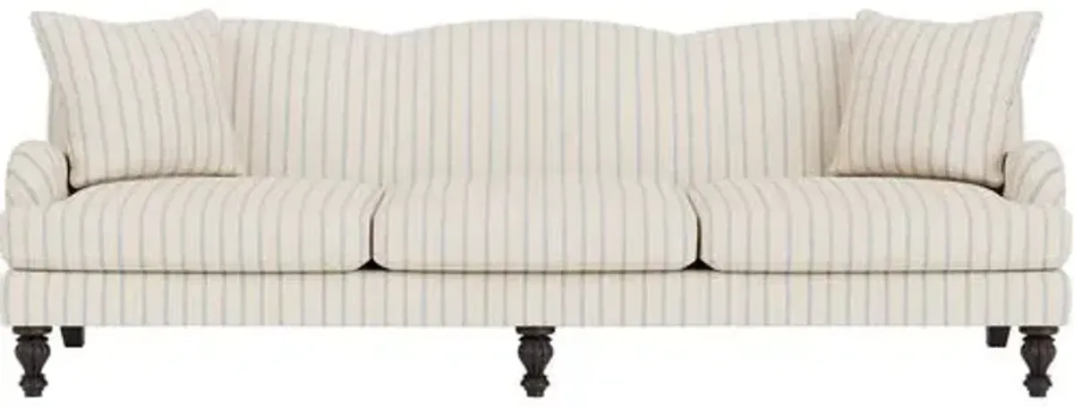 Marth Stewart Peyton Sofa - Lily Pond Linen Weave Stripe - Handcrafted