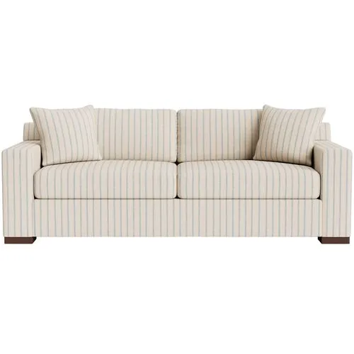 Marth Stewart Rexford Sofa - Lily Pond Linen Weave Stripe - Handcrafted