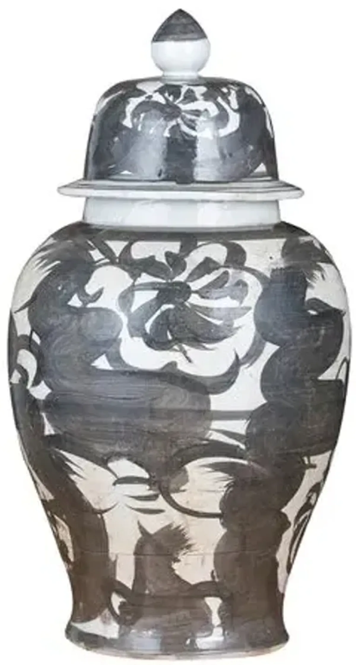 22" Sea Flower Temple Jar - Black - Handcrafted