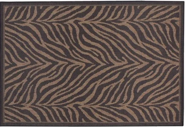 Recife Zebra Indoor/Outdoor Rug,Black/Cocoa