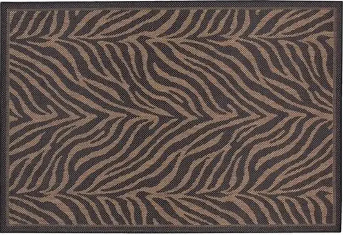 Recife Zebra Indoor/Outdoor Rug,Black/Cocoa - Black