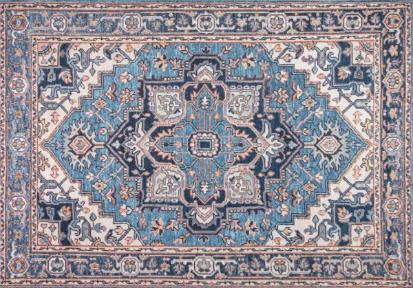 Ali Machine-Washable Rug, Blue/Beige