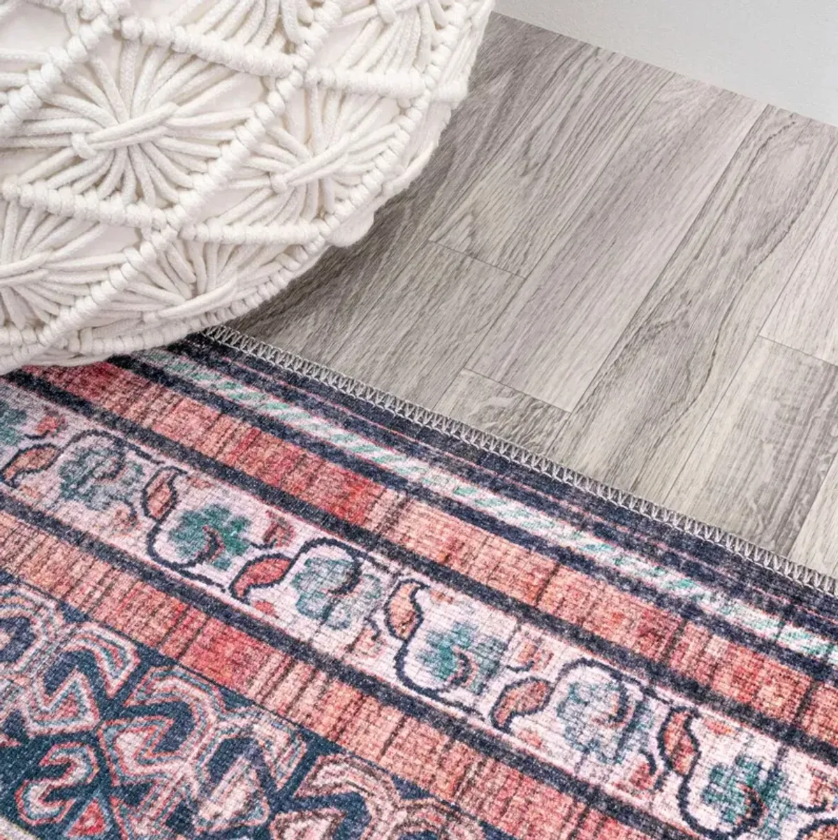 Taylor Machine-Washable Rug, Terra/Navy