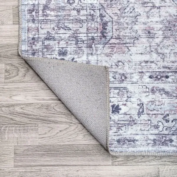 Lima Machine-Washable Rug, Gray/Purple