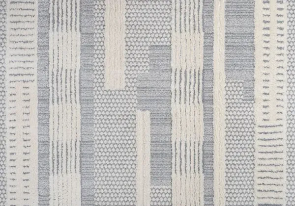 Kith Geometric High-Low Rug, Cream/Gray