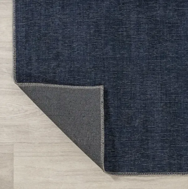 Lina Machine-Washable Rug, Navy/Gray
