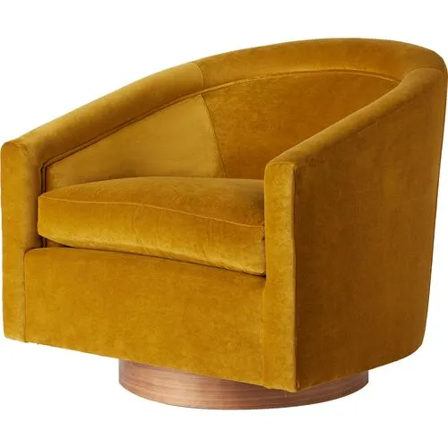 Benson Swivel Chair - Ochre Velvet Crypton - Handcrafted