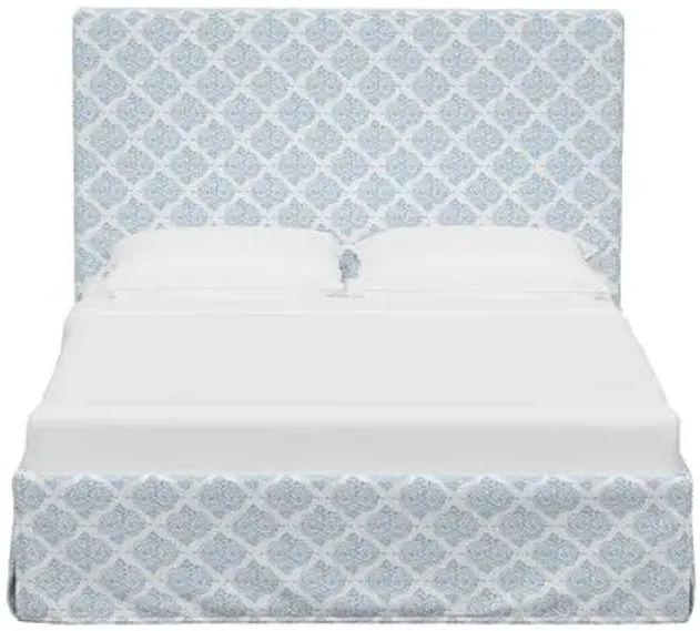 Shona Slipcover Bed - Issa Light Indigo - White