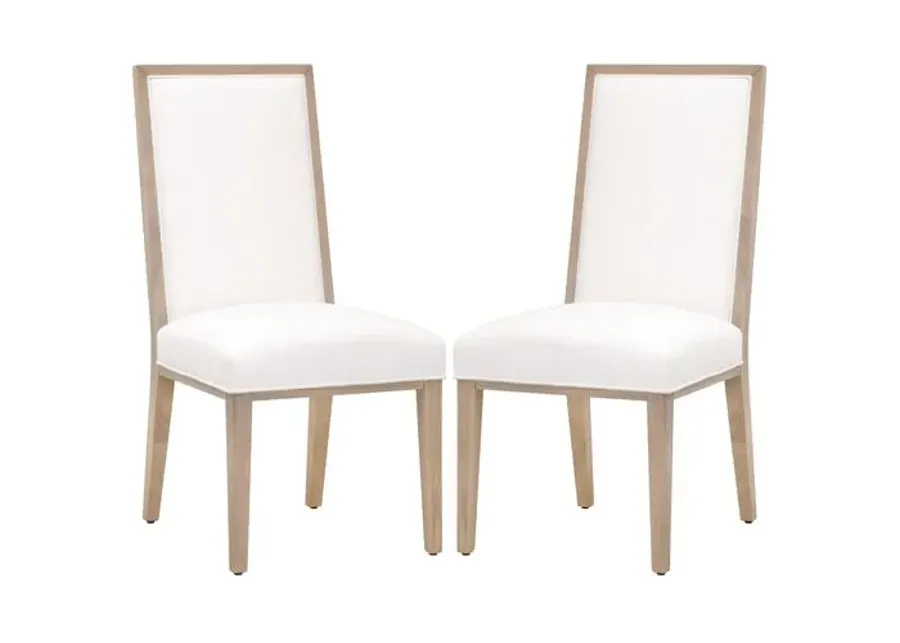 Set of 2 Louise Dining Chairs - Honey Oak/Pearl Performance - Brown