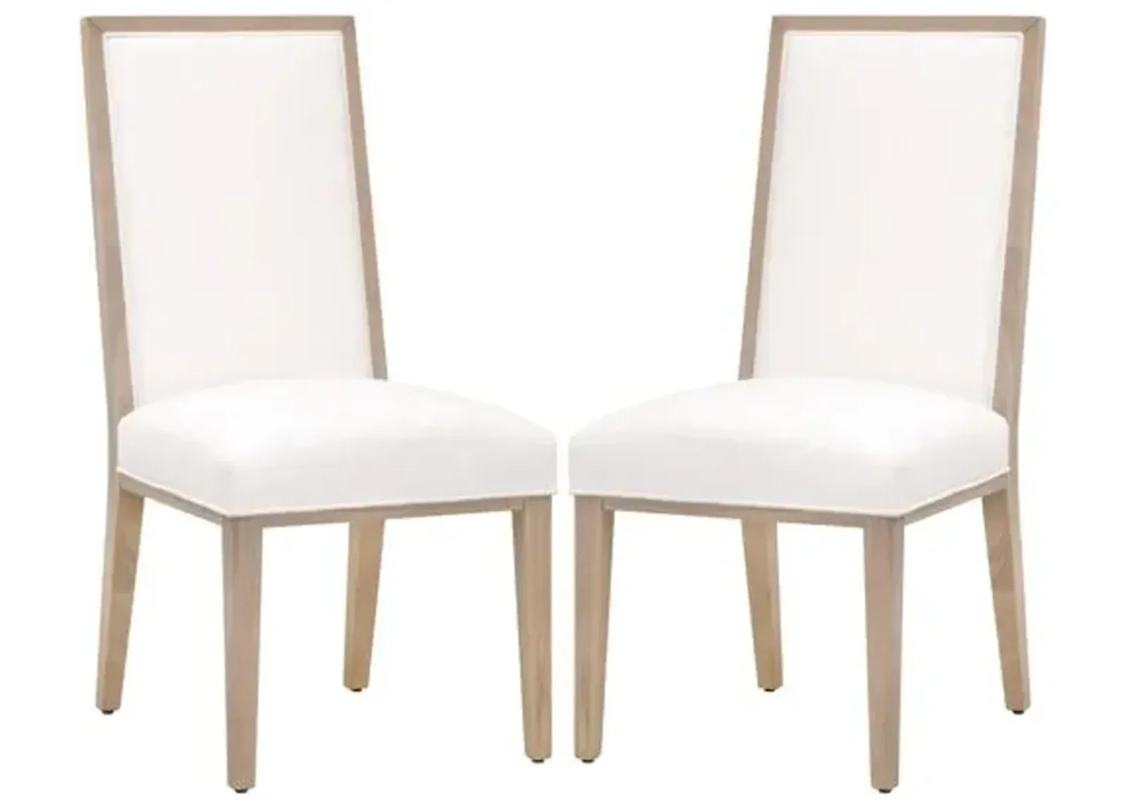 Set of 2 Louise Dining Chairs - Honey Oak/Pearl Performance - Brown