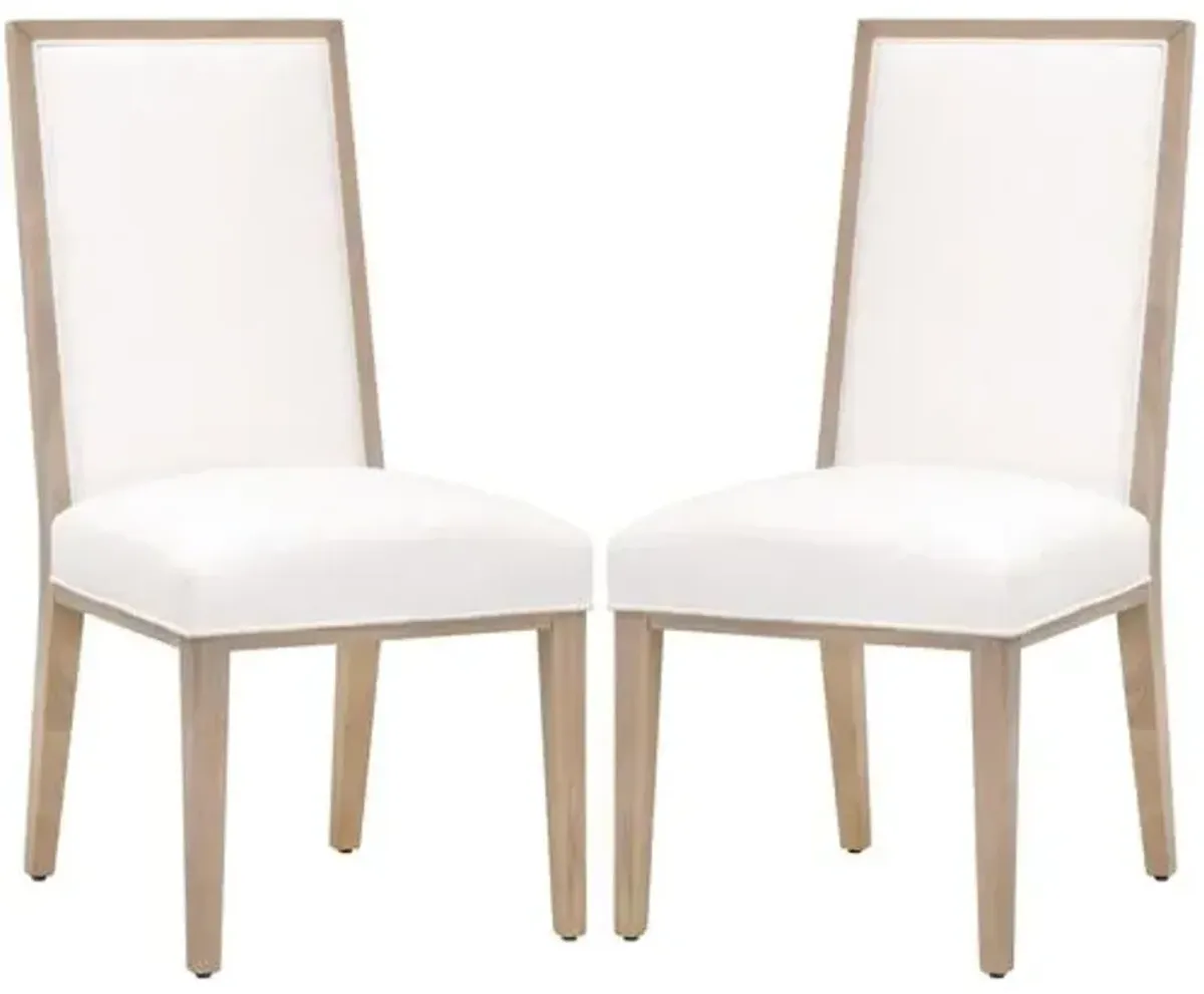 Set of 2 Louise Dining Chairs - Honey Oak/Pearl Performance - Brown