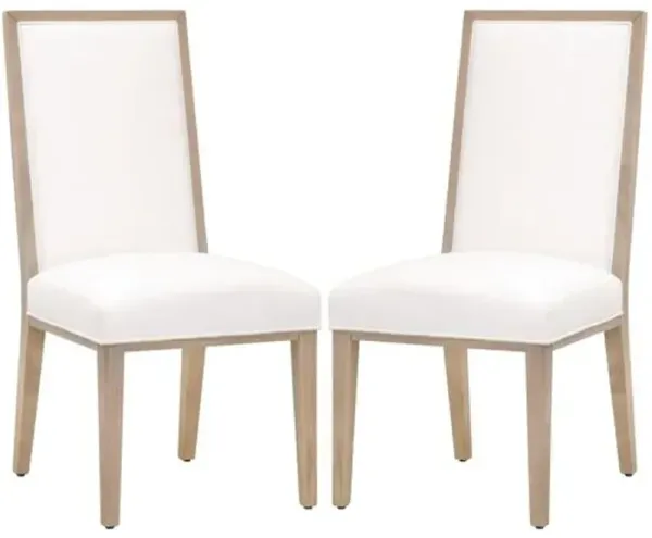 Set of 2 Louise Dining Chairs - Honey Oak/Pearl Performance - Brown