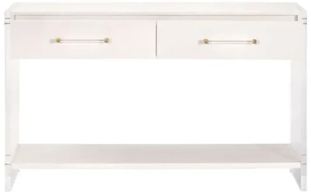 Regan Shagreen Console Table - Pearl/Lucite - White