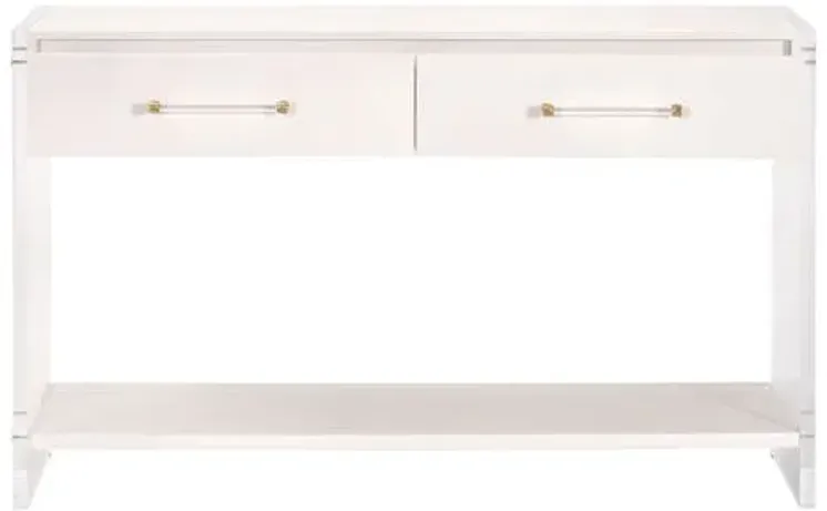 Regan Shagreen Console Table - Pearl/Lucite - White