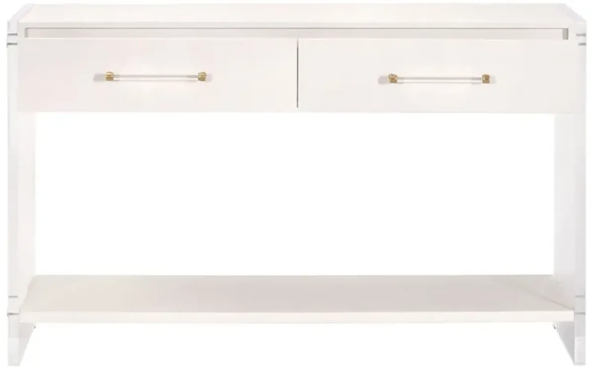 Regan Shagreen Console Table, Pearl/Lucite
