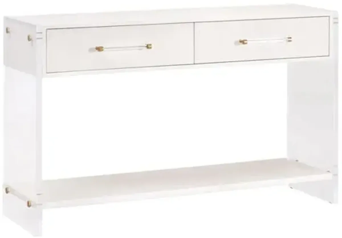 Regan Shagreen Console Table - Pearl/Lucite - White