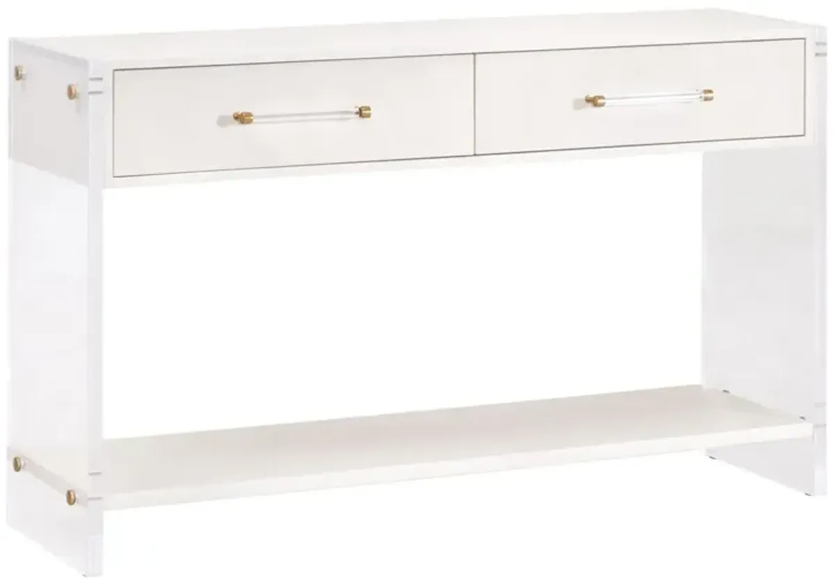 Regan Shagreen Console Table, Pearl/Lucite