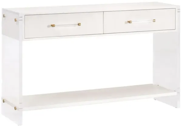 Regan Shagreen Console Table, Pearl/Lucite