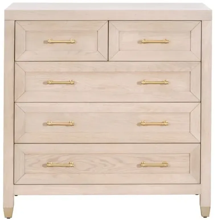 Lilou 5-Drawer High Chest - Light Honey Oak - Brown