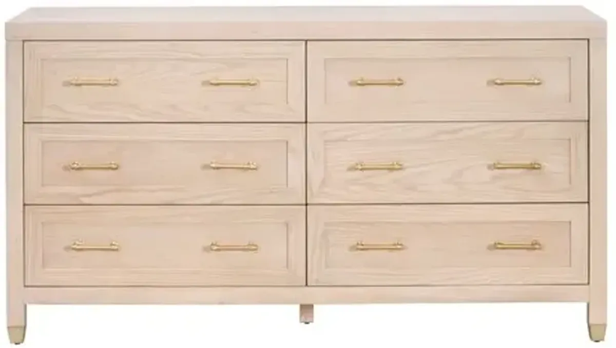 Lilou 6-Drawer Double Dresser - Light Honey Oak - Brown