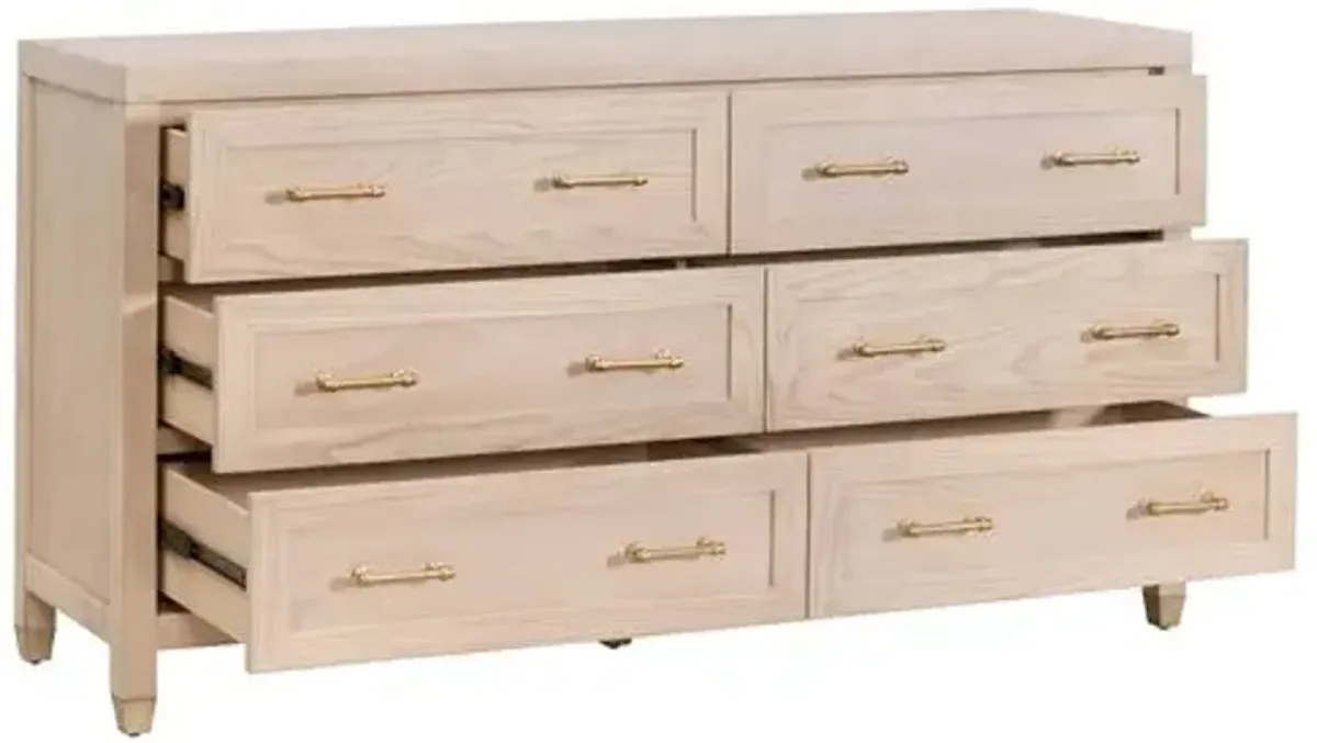 Lilou 6-Drawer Double Dresser - Light Honey Oak - Brown