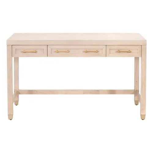 Lilou 3-Drawer Desk - Light Honey Oak - Brown