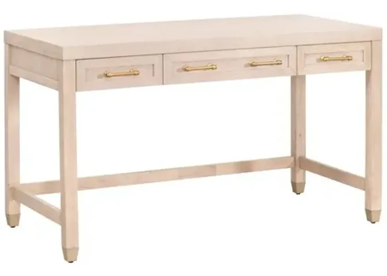 Lilou 3-Drawer Desk - Light Honey Oak - Brown