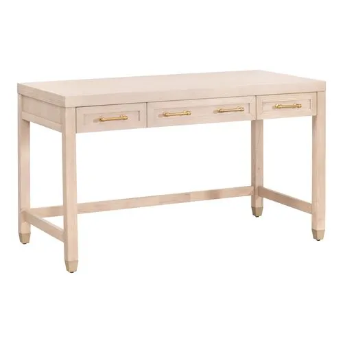 Lilou 3-Drawer Desk - Light Honey Oak - Brown