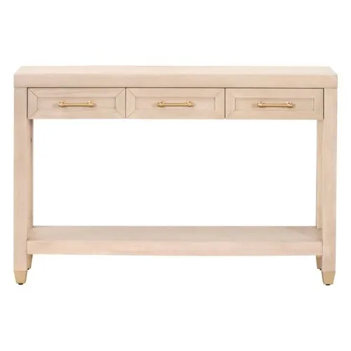 Lilou Narrow 3-Drawer Console Table - Light Honey Oak - Brown